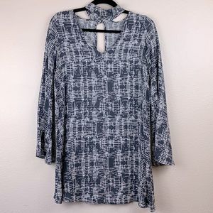 Kirious Grey Patterned Mini Dress with Neck Collar